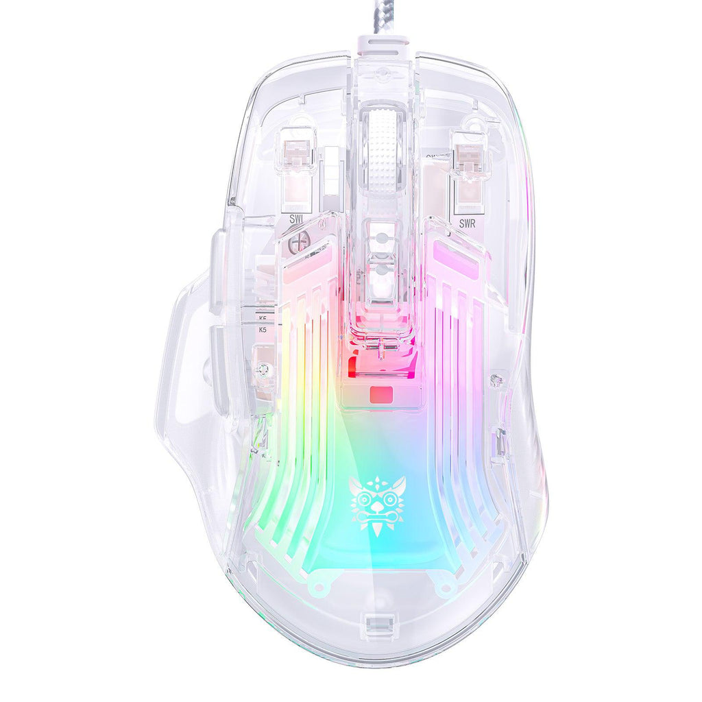 ONIKUMA CW923 Wired RGB Gaming Mouse, 12800 DPI Esports PC Mice for Laptop, Full Body Transparent Design