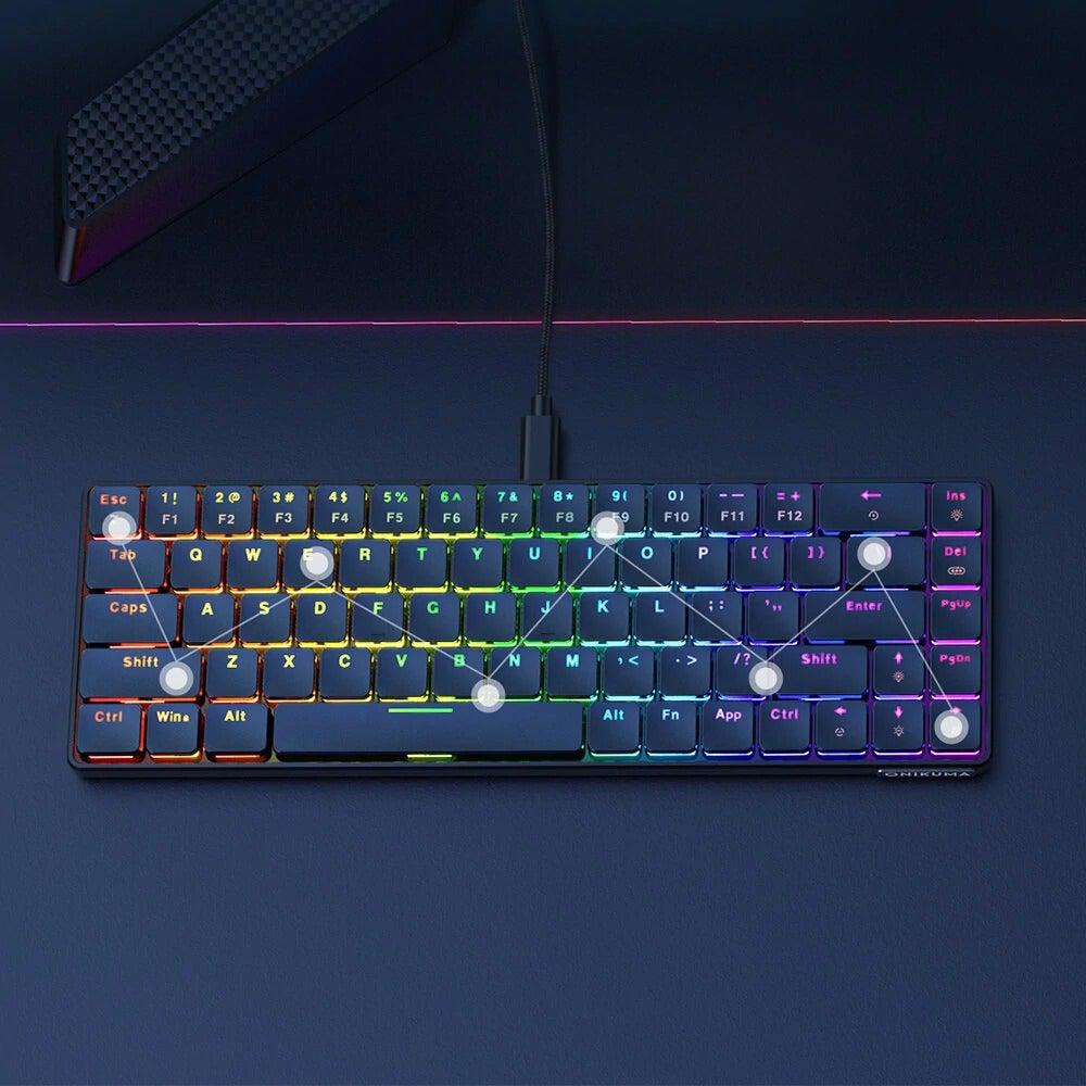 ONIKUMA G29 Type-C Wired Keyboard 60% Compact 69 Keys Blue Switch RGB Backlit Mechanical Keyboard
