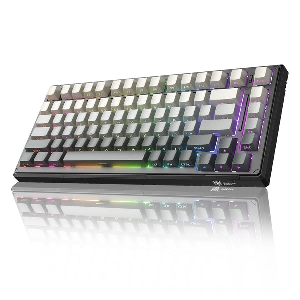 ONIKUMA GAMING 83-Key(75%) Tri-Mode Wireless Mechanical Keyboard - 8000mAh Battery, Hot-Swappable Switches, 5-Layer Gasket Mount, RGB Backlit, Side-Printed PBT Keycaps (Black Gray)