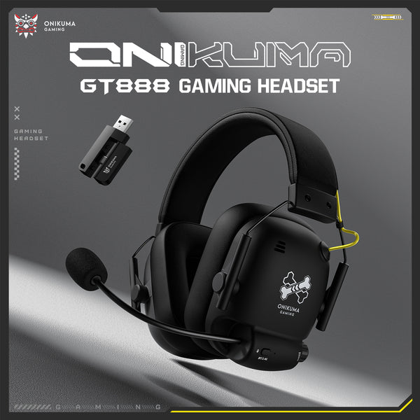 ONIKUMA GT888 4-Mode Wireless Gaming Headset with 1000mAh Battery, 360° Rotatable Mic, and Independent Controls