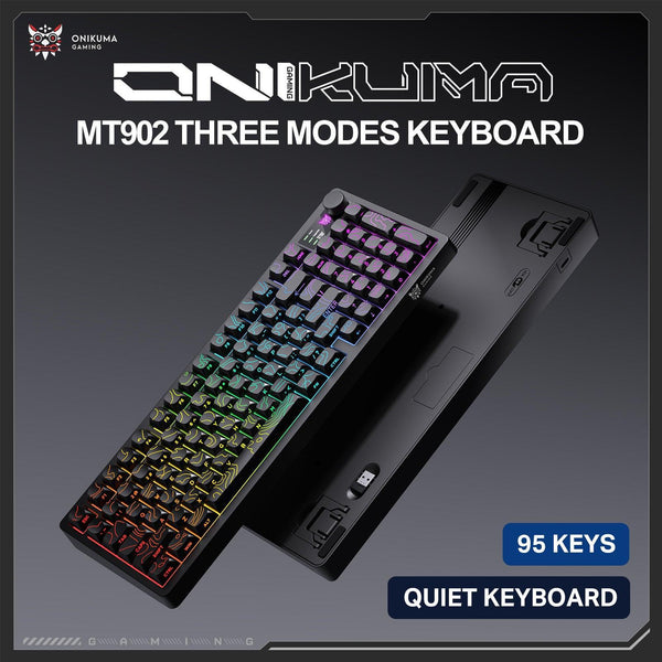 ONIKUMA MT902 95-Key Wireless Gaming Keyboard with RGB Lighting, Multimedia Knob, and Tri-Mode Connection (2.4GHz/Wireless/USB-C)