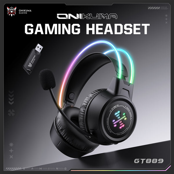 ‌ONIKUMA GT889 3-Mode Wireless Gaming Headset with RGB Lighting, 1000mAh Battery, and 60H Playback Duration
