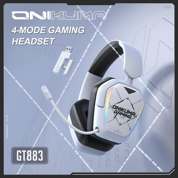 ‌ONIKUMA GT883 Wireless Gaming Headset with 4-Mode Connectivity, 50mm Stereo Surround Sound, Retractable Mic, and 60H Battery Life