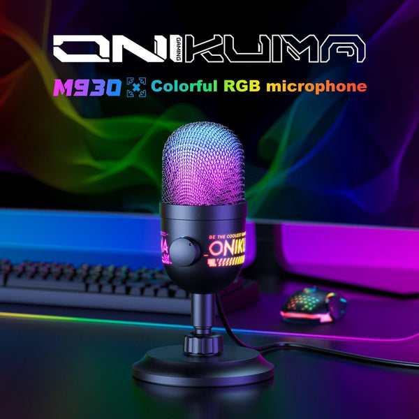 ONIKUMA M930 Studio RGB Microphone with 48KHz Capture & Smart Monitoring