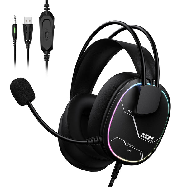 ‌ONIKUMA X91 Gaming Headset – RGB Lighting, HD Mic & Multi-Device Comfort