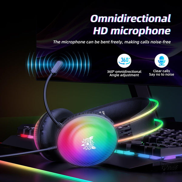 ONIKUMA X29 RGB Dynamic Professional Gmaing Headphone Stereo Surround Sound Omnidirectional HD Mic for PC PS4 Xbox Phone