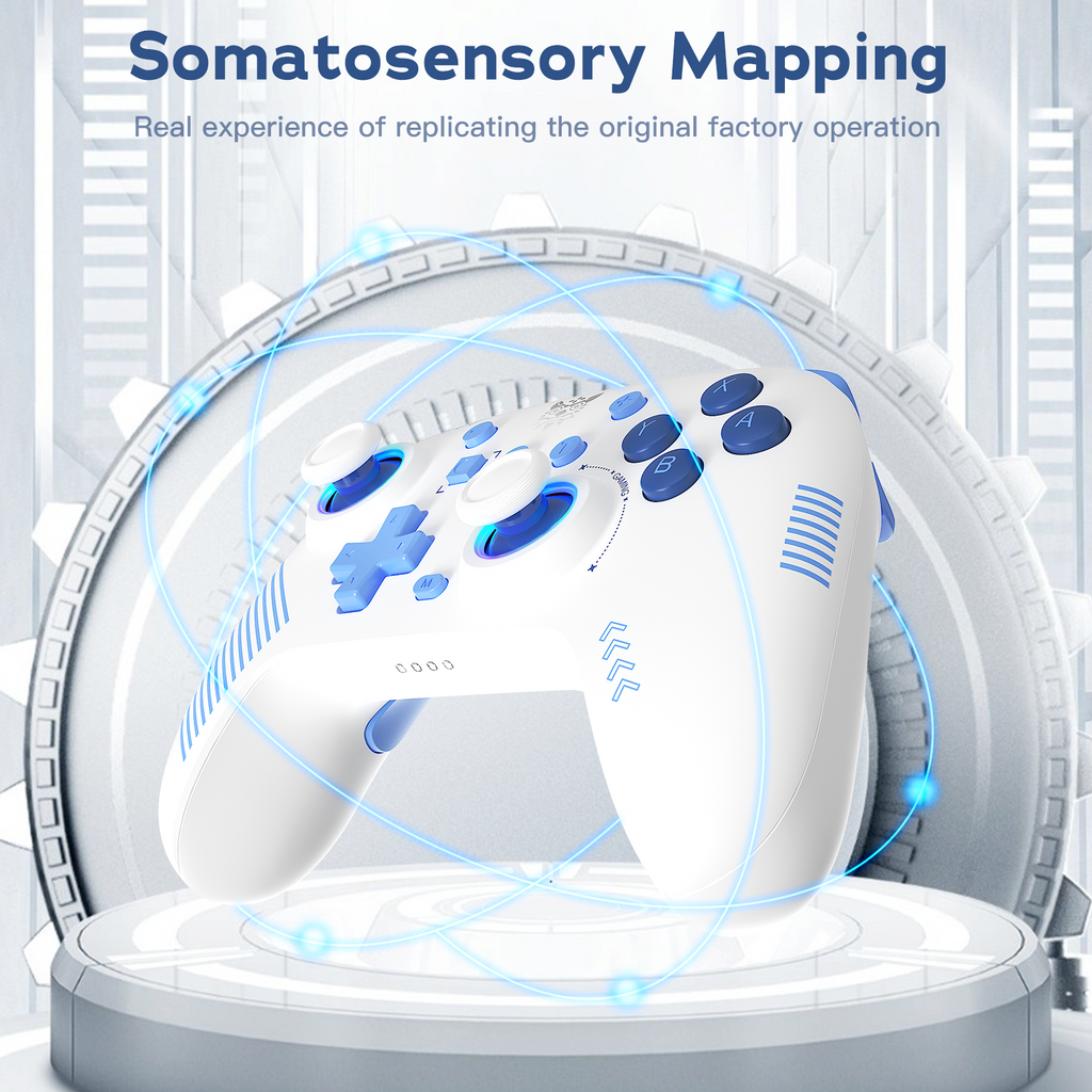 ONIKUMA C1 Wireless Controller Compatible with Nintendo Switch/Switch Lite, Bluetooth Pro Controller with Turbo, Motion, Vibration, Wake-up, Headphone Jack and Breathing LED Light