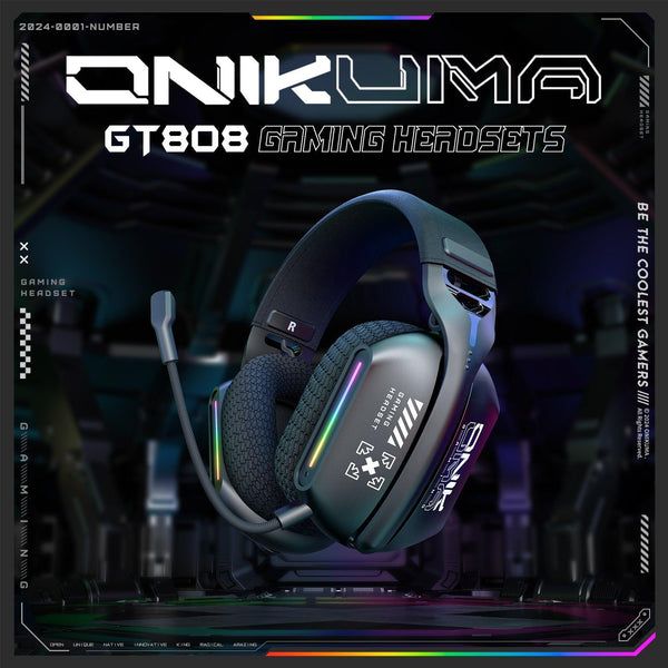 ONIKUMA GT808 Gaming Headset Headworn Bluetooth 2.4g Wired Wireless Lightweight E-Sports Gamer Headphone