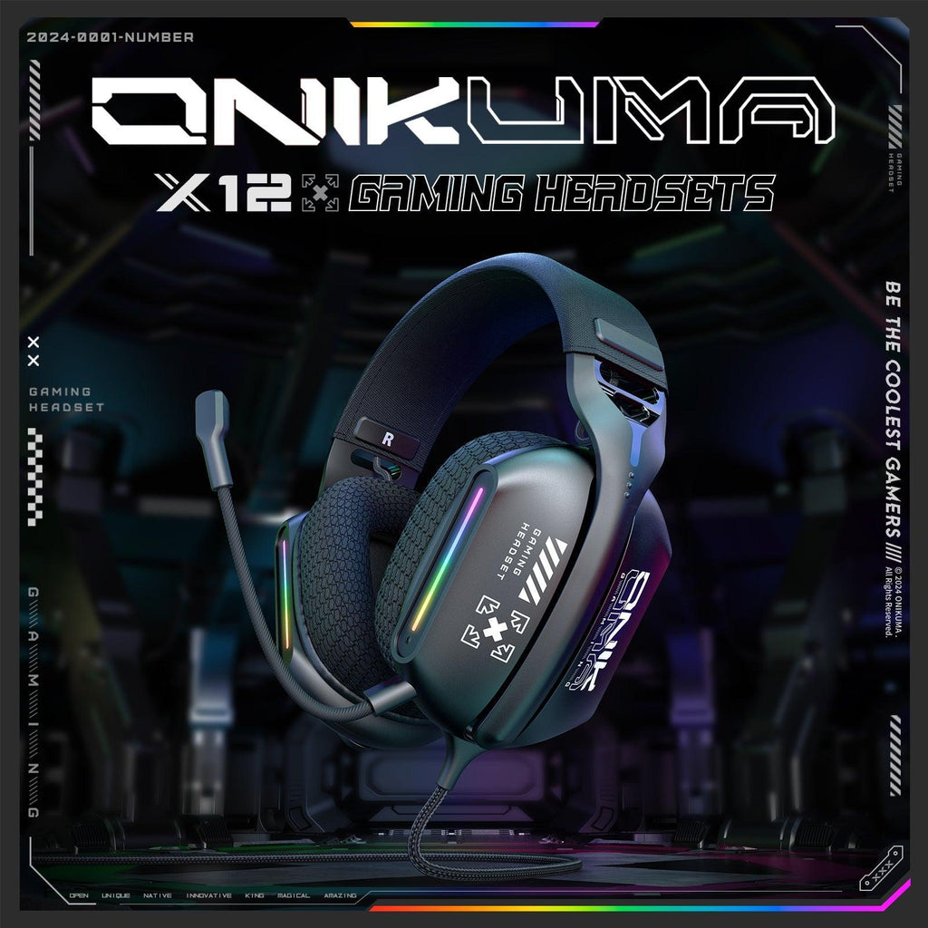 ONIKUMA X12 RGB Gaming Headset – 40mm HD Sound, 360° Mic, Memory Foam Comfort