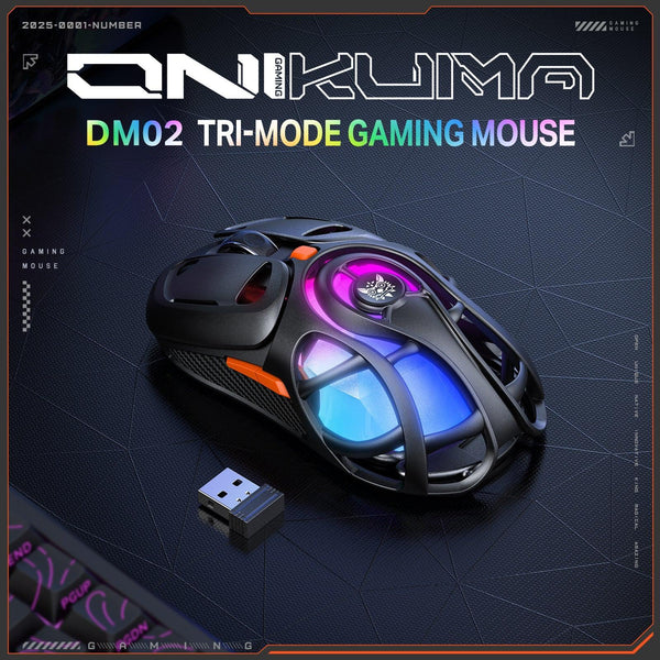 ONIKUMA DM02 Tri-Mode RGB Gaming Mouse - Lightweight Honeycomb Shell, 1000Hz Polling Rate & 6-Level DPI