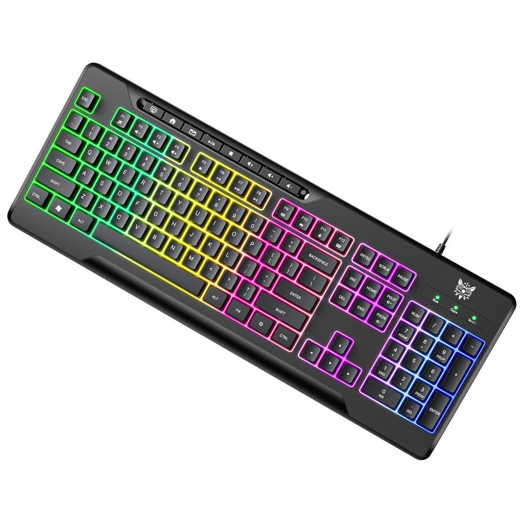 ONIKUMA G32 Matte Black Wired Gaming Keyboard with RGB Backlit Matte Key Caps