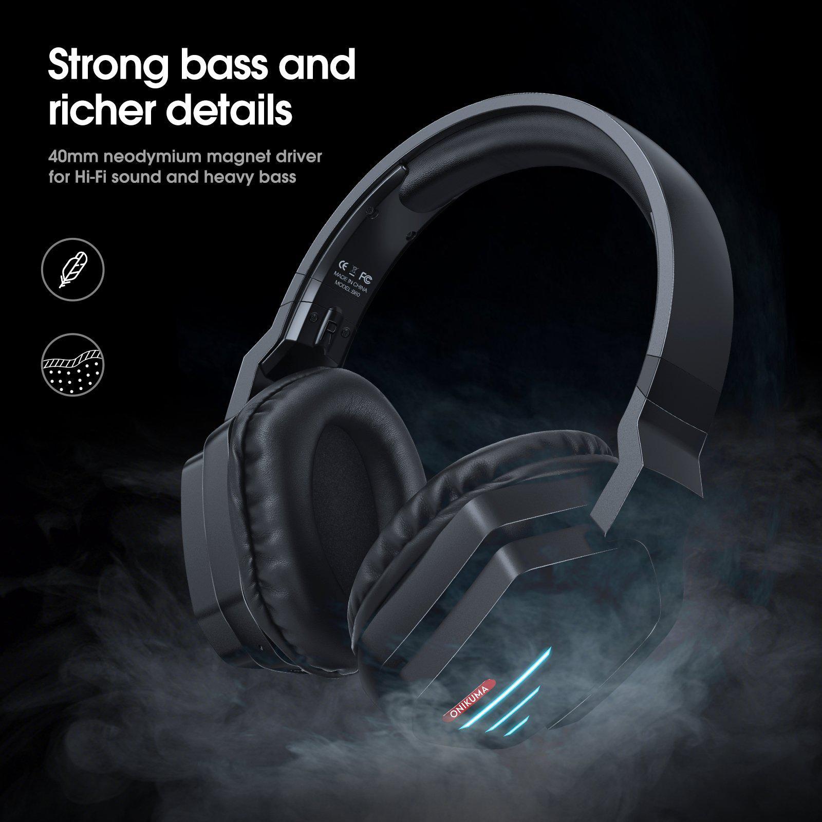 Strong bass and richer details | ONIKUMA B60 Wireless Bluetooth Gaming Headset